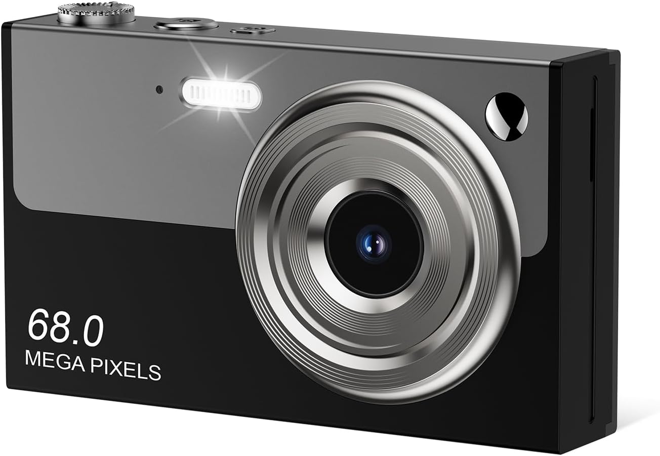 Digital Camera, 64MP 4K Camera for Kids with 2.8" IPS Screen, 64GB SD Card and 16X Digital Zoom Anti Shake, Point and Shoot Compact Camera, Compact Portable Small Gift for Boys Girls Students