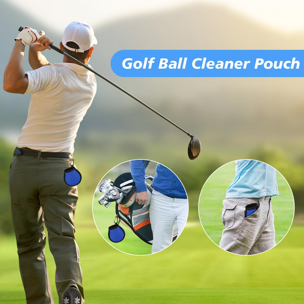 Bolsa de Limpieza de Pelotas de Golf,Doblemente Impermeable Bolsas de Limpieza de Golf con Hebillas Negras, Portátiles Accesorios de Limpieza de Golf Regalos para Hombres