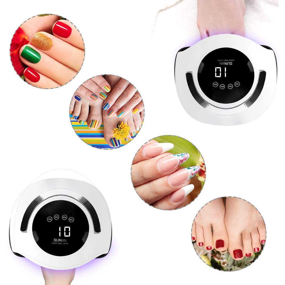 Lámpara UV De Secador De Uñas 120W Para Uñas De Gel Con Temporizador 10/30/60 / 99s, Sensor Automático, Pantalla LCD, Herramientas Para Uñas Y Uñas De Los Pies