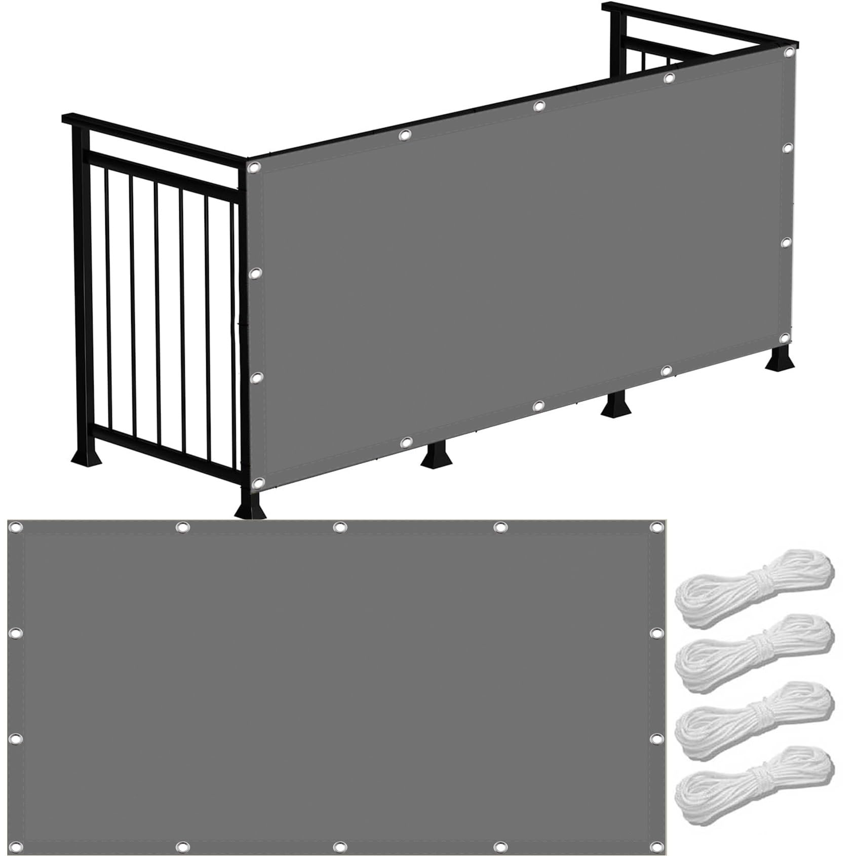 Sonnensegel 330 x 380 cm,Wasserabweisend Sonnenschutz Windschutz mit 98% Uv Schutz, Sonnenschutznetz Sonnenschutz Segel,Für Terrasse Garten, Hellgrau