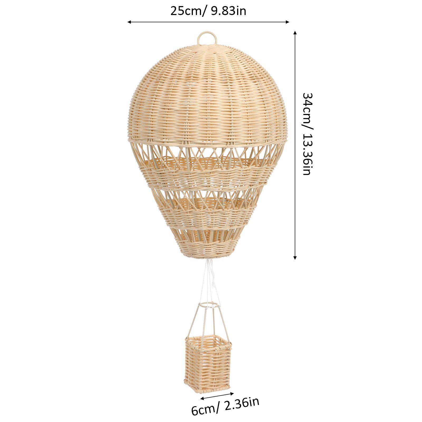Mongolfiera Natalizia in Rattan, Decorazione da Appendere per Camera Bambini, Raffinata e Delicata, Decorazioni Casa Rattan, per Foto e Stanza