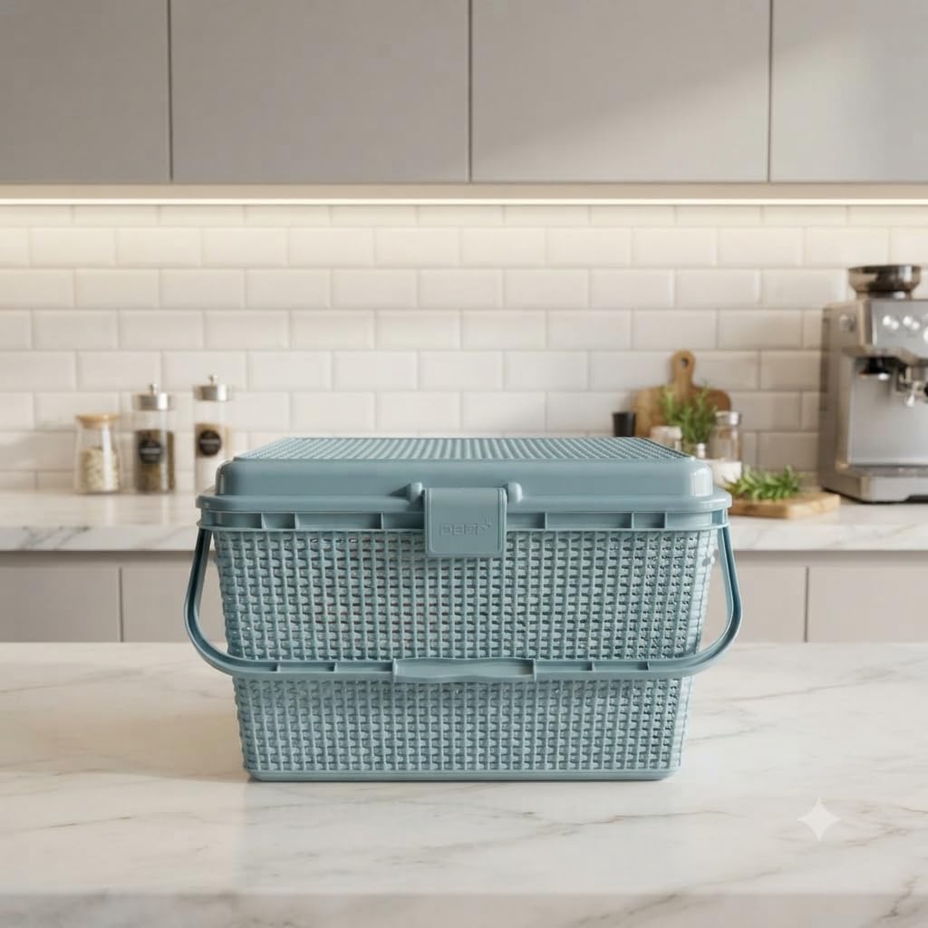 Deep Plastics Leo Basket with Snap Lock Lid and Dual Handles | See-Through Design, Strong and Sturdy Body-image-37