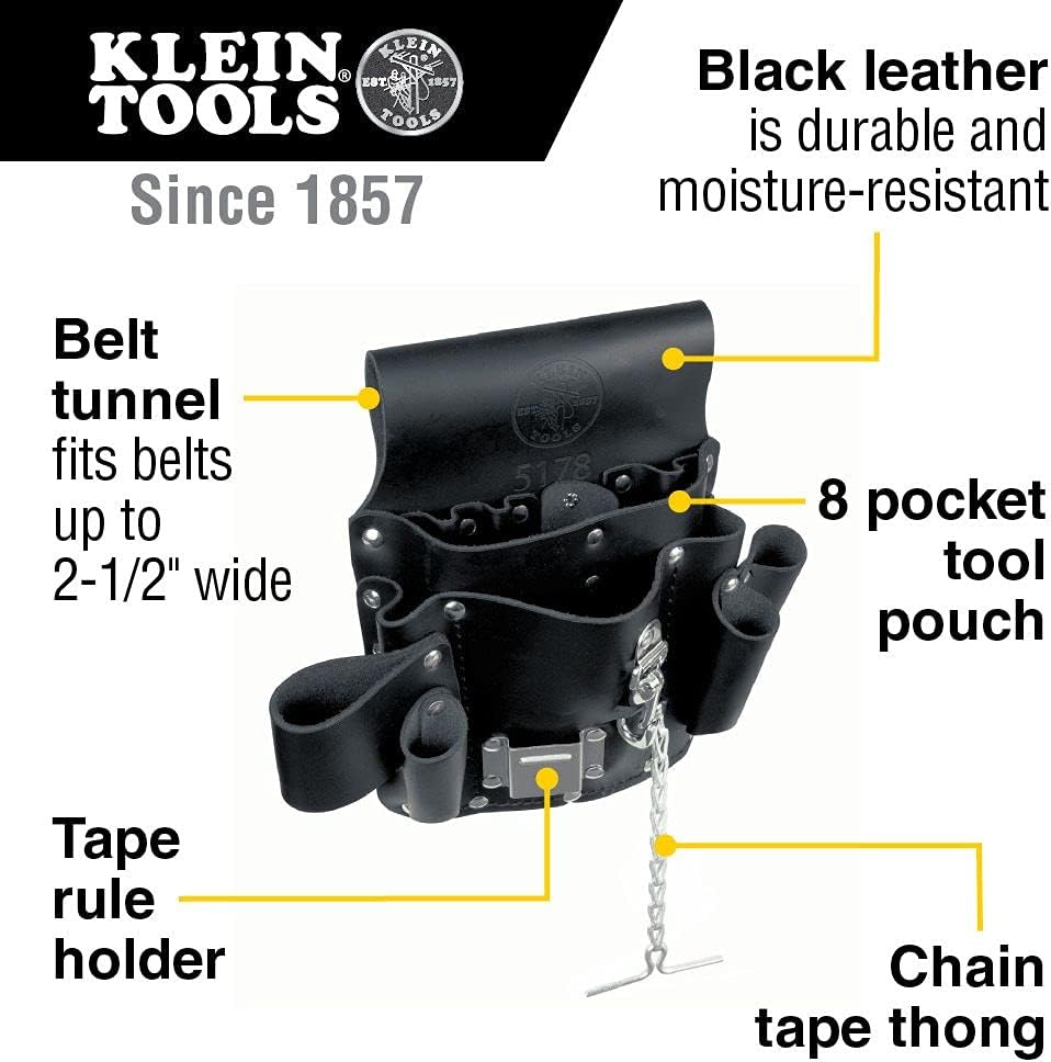 Klein Tools Leather Tool Pouch and Hammer Holder Bundle