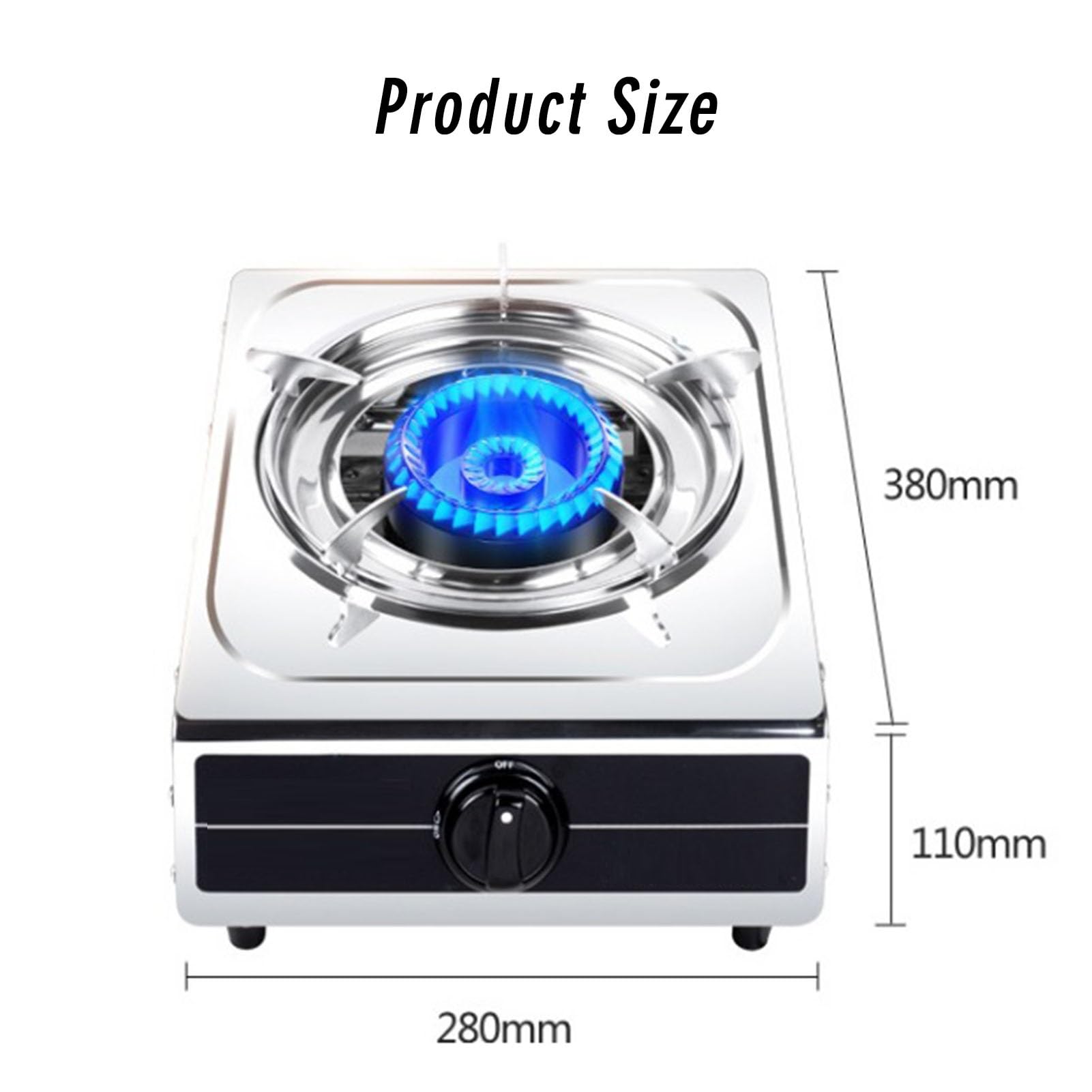 Cocina de gas, 143304 BTU estufa de gas de mesa de acero inoxidable, protección contra llamas, fácil de limpiar, adecuada para uso doméstico (LPG) 8