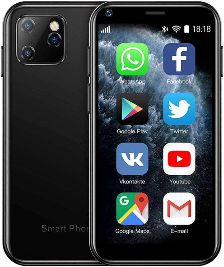 PADY-Mini Phone SOYES XS11 3G Mini Smartphone 2.5 Inch WiFi GPS RAM 1GB ROM 8GB Quad Core Android 6.0 Cell Phones with 3D Glass Slim Body HD Camera Dual Sim Quad Core Google Play Market Cute Smartphone (Black)