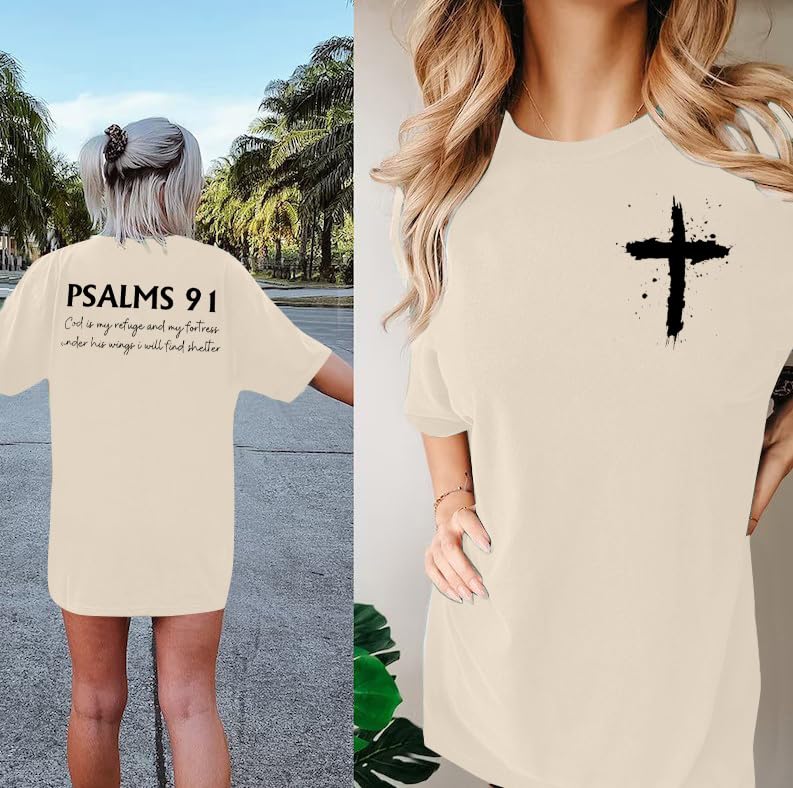 Christian Shirt Women Psalms 91 Jesus Love T-Shirt Religious Christian Shirt Bible Verse Tees Tops4