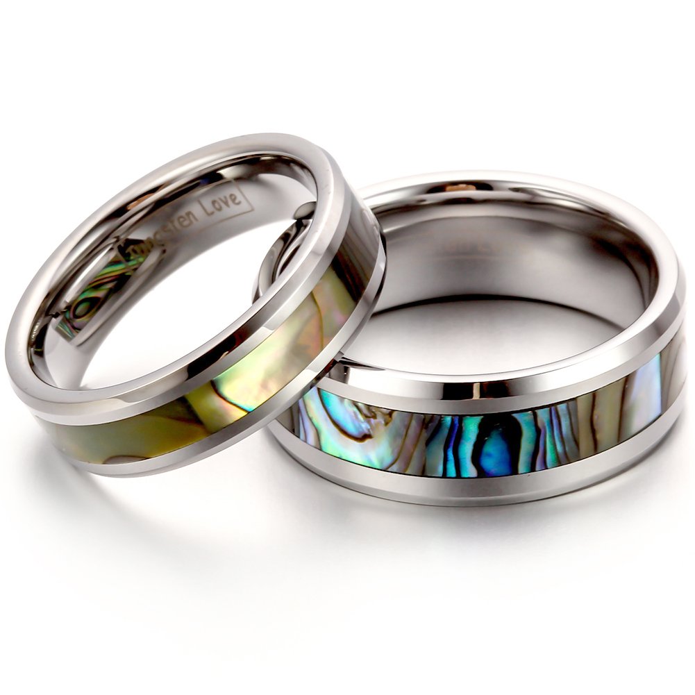 JewelryWe Hombre tungsteno abulón