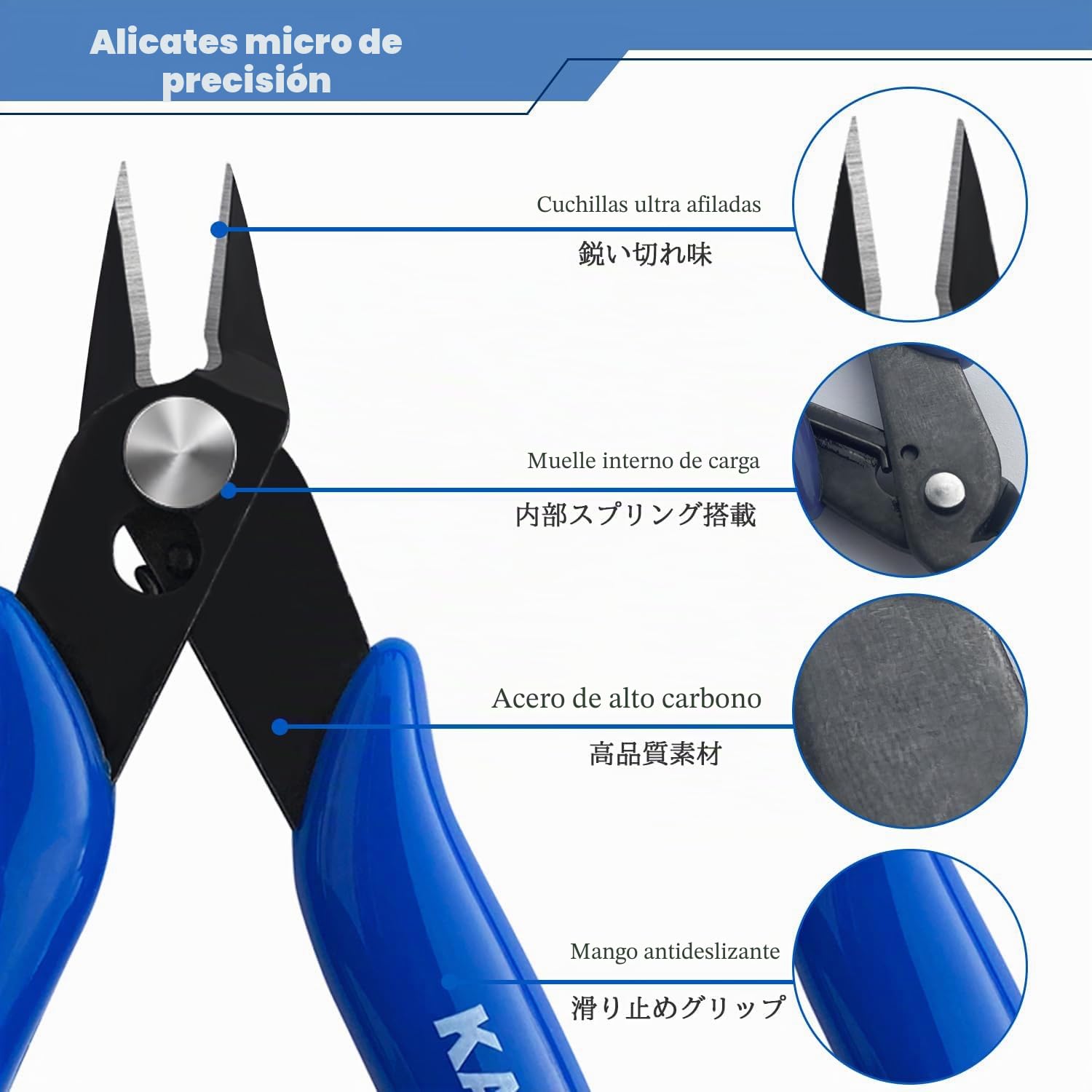 KAIHAOWIN 5 PCS Alicates de Corte Diagonal, Alicates de Precision 127 mm, Alicates de Corte Electricista para Modelismo, Artesanía, Electrónica, Joyería