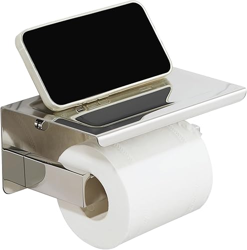 Vista 54 de Alise Double Toilet Paper Holder,Bathroom Tissue Holder with Shelf,SUS304 Stainless Steel Toilet Paper Roll Holder Storage Dispenser,Self Adhesive