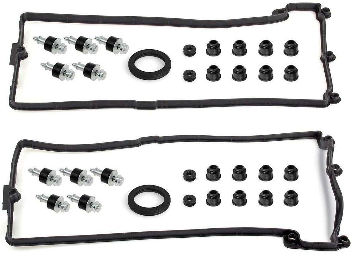 Ensun Engine Valve Cover Gasket Set Left & Right w/Grommets Compatible with N62B48 Engine 545i 550i 645Ci 650i 745Li 750i 750Li X5 Alpina B7 4.8L V8 11127513194 11127513195
