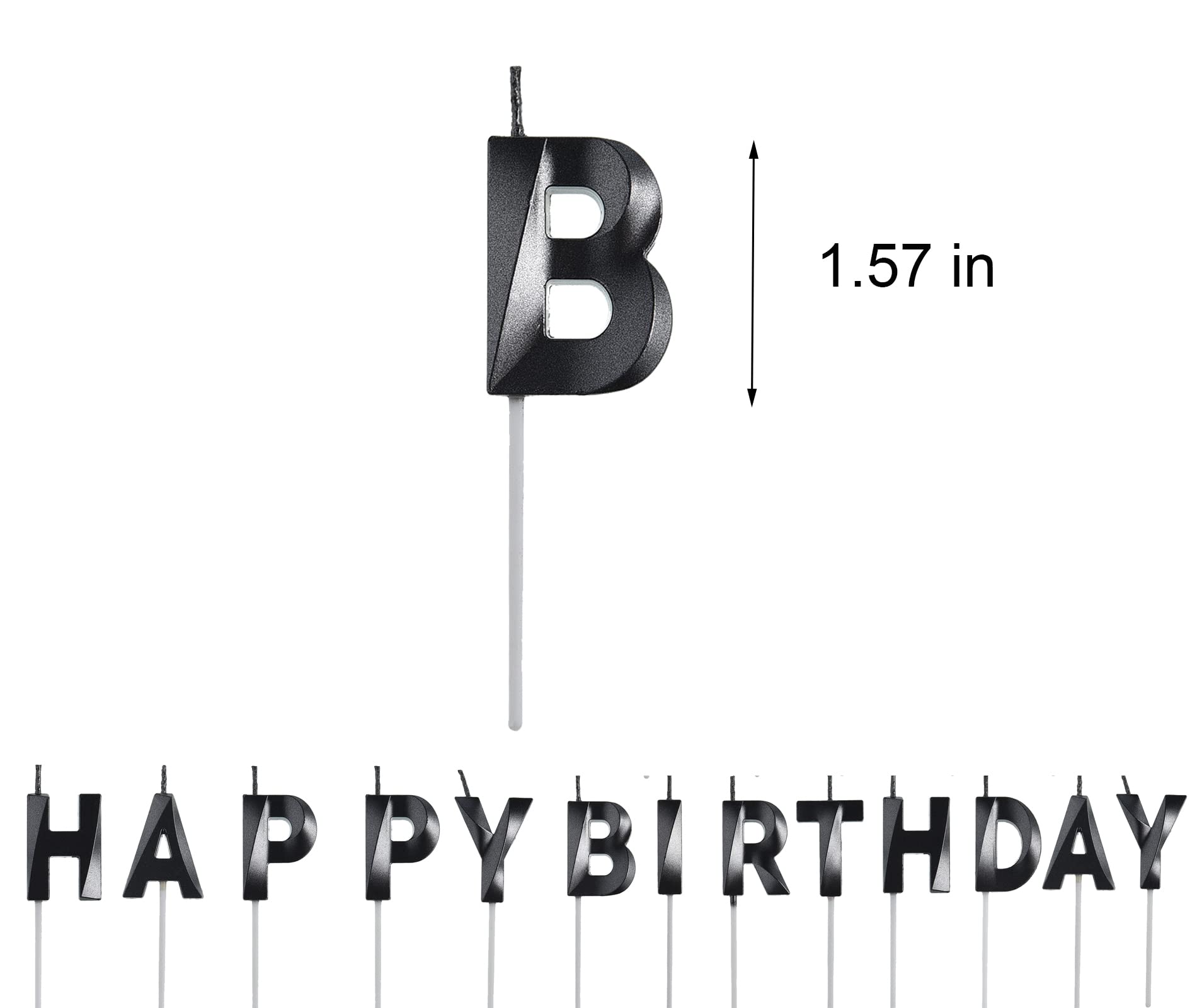 3D Happy Birthday Letters Candles??îBlack Alphabets Unique Cake Toppers Birthday Candles for Birthday Party Decorations