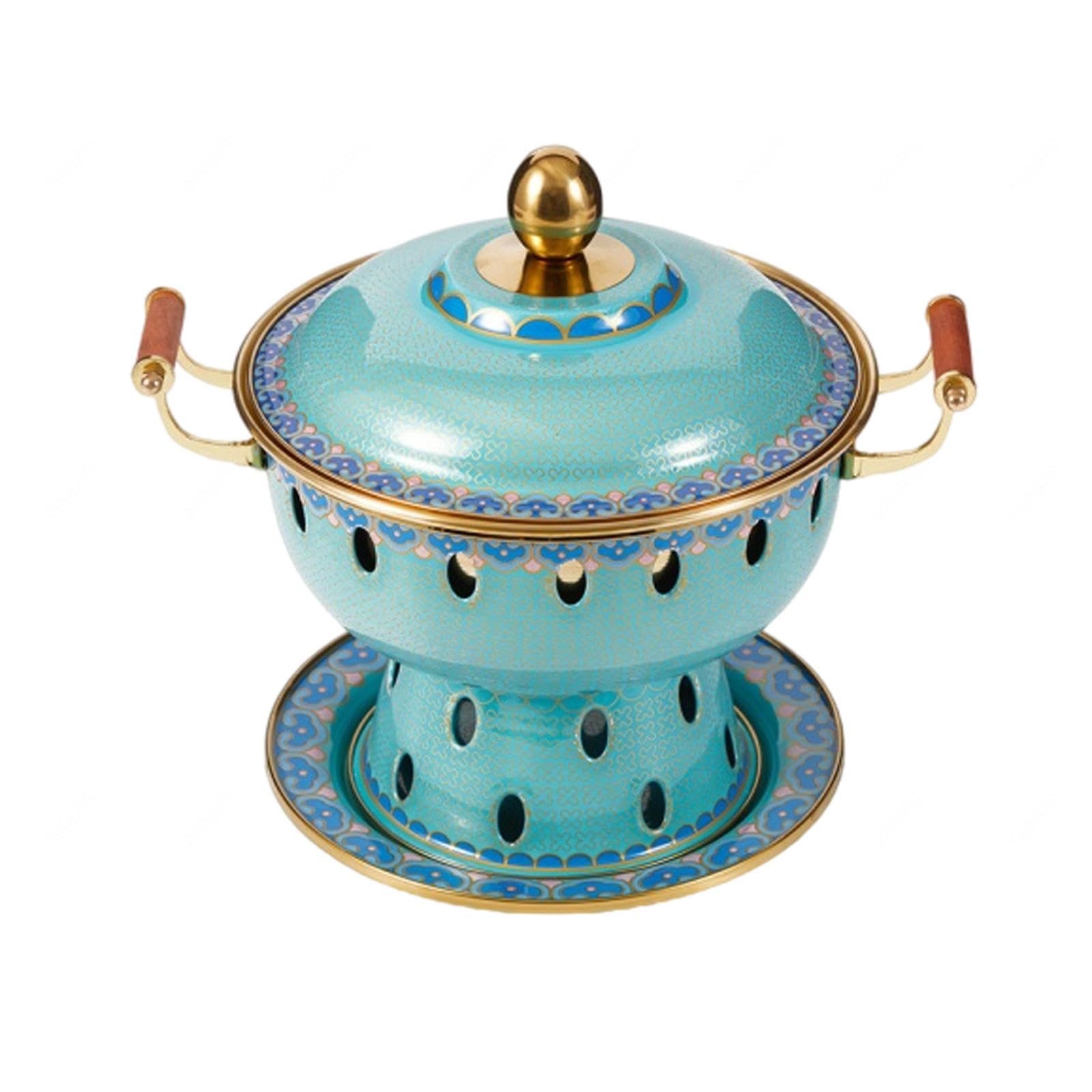 asdchZen Copper Hot Pot,For Steaming Boiling Stew Household Alcohol Stove Small Hot Pot Cloisonne Pure Copper Old-Fashioned Pot Hot Pot,E,B