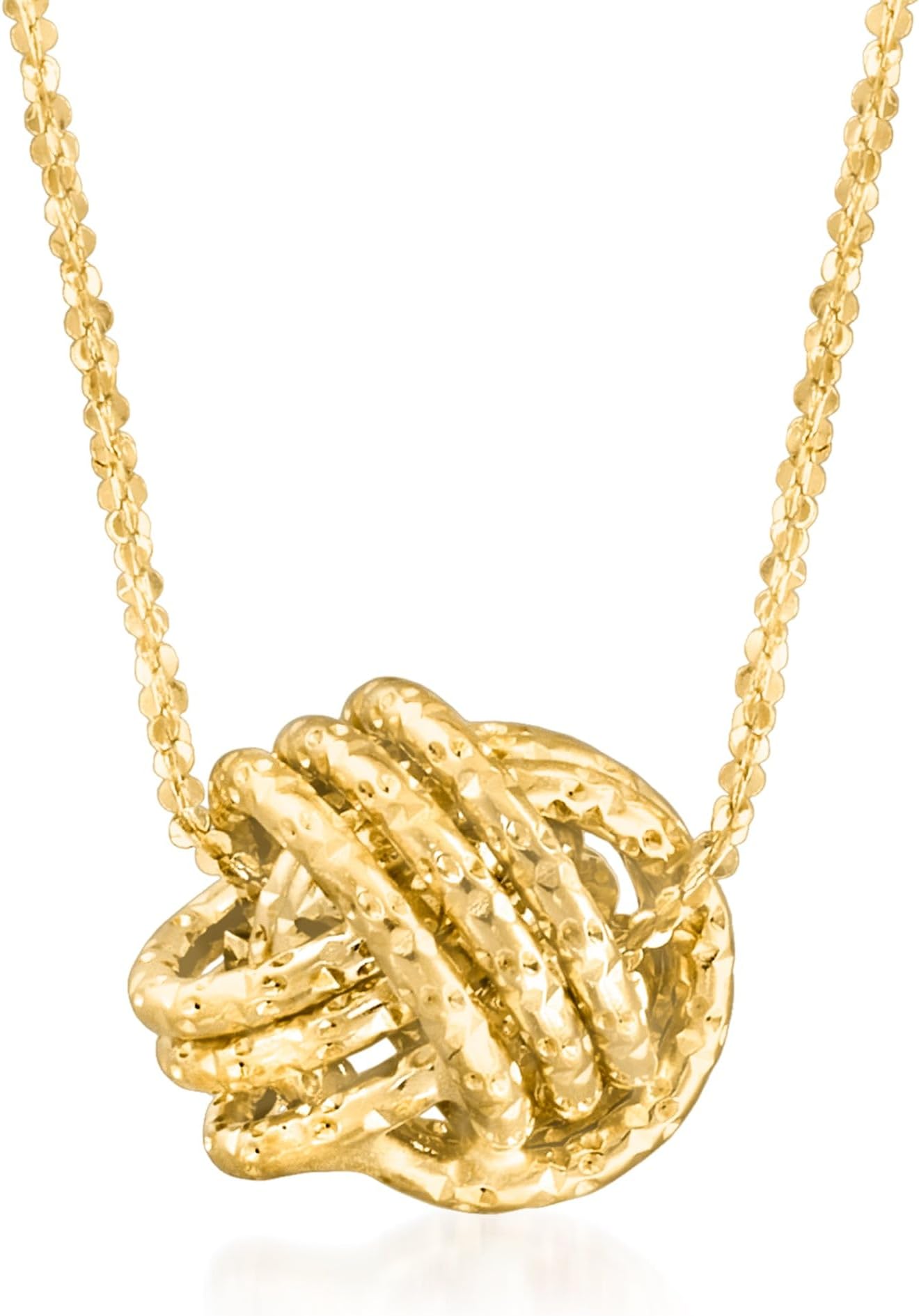 Italian 14kt Yellow Gold Textured Love Knot Necklace