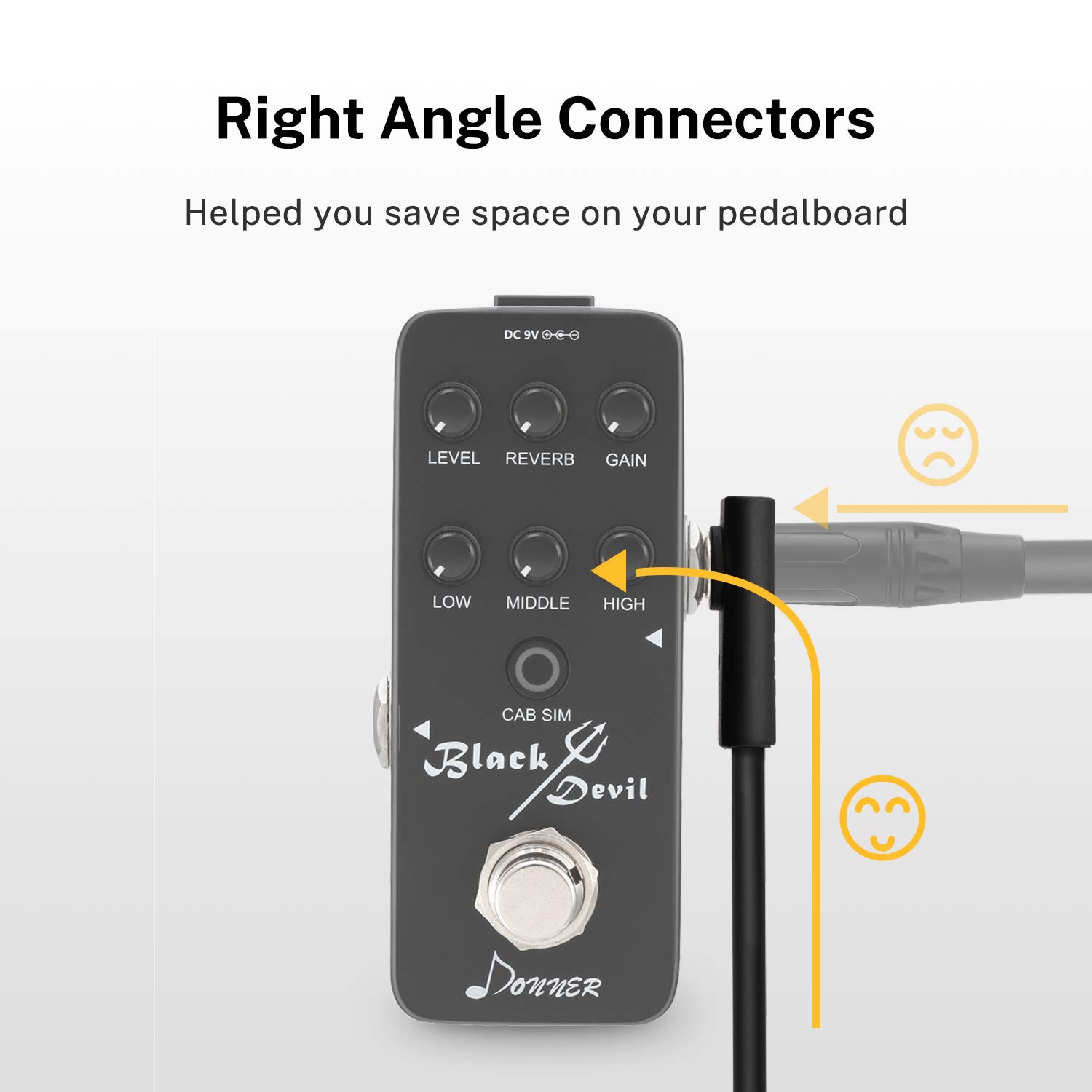 Donner 15 cm kabel do pedału efektów gitarowych płaski kabel krosowy czarny 6-pak