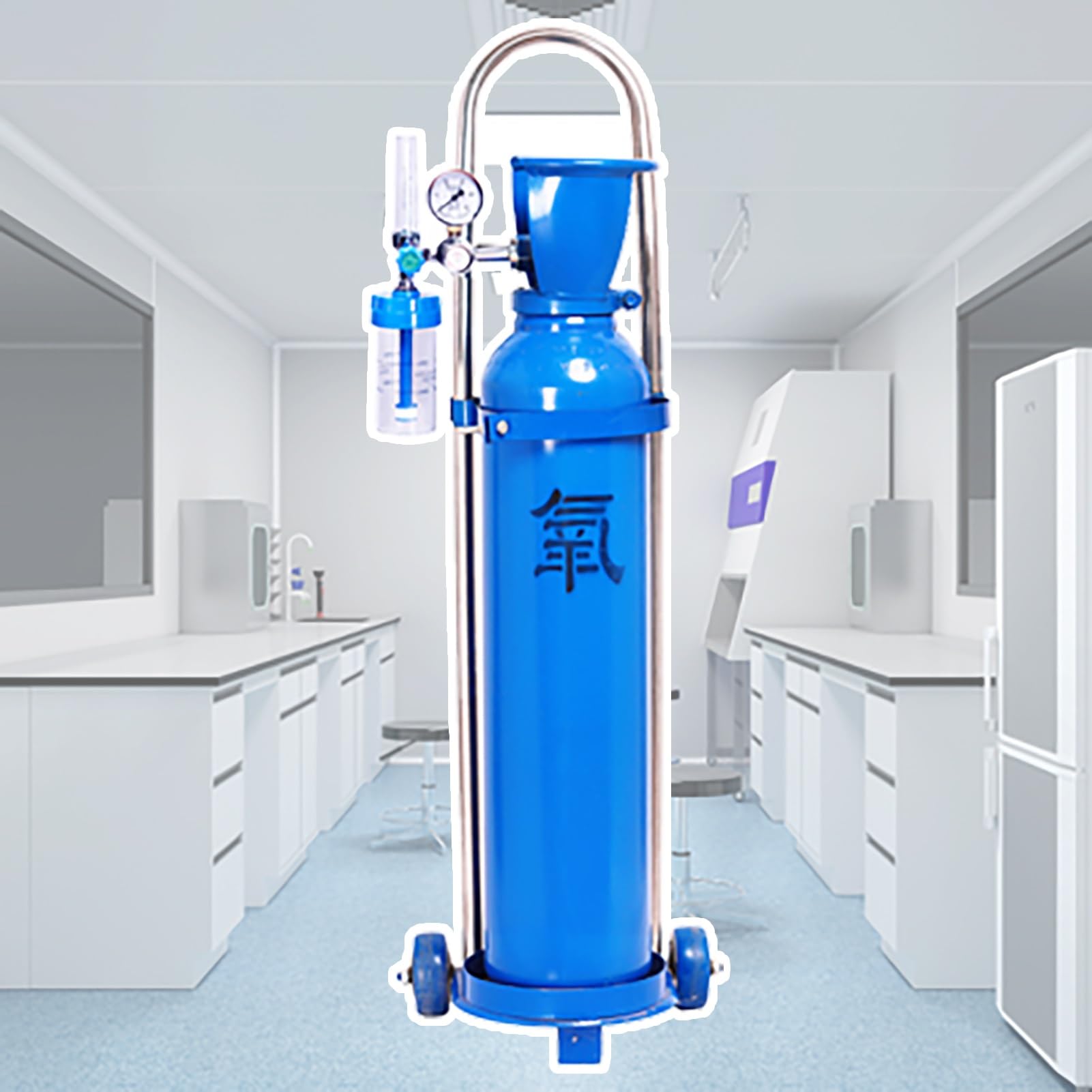 ASerZenith Oxygen Cylinder Rack Oxygen Cylinder Trolley Small On Wheels, Gas Oxygen Tank Holder For Laboratory/Hospital, Economy Propane Oxygen Storage Rack, Handc