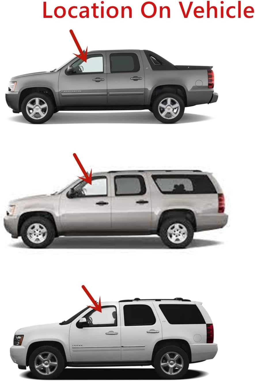 Driver Left Side Front Door Window Door Glass Compatible with Chevrolet Tahoe / Avalanche / Suburban 2007-2011 Models