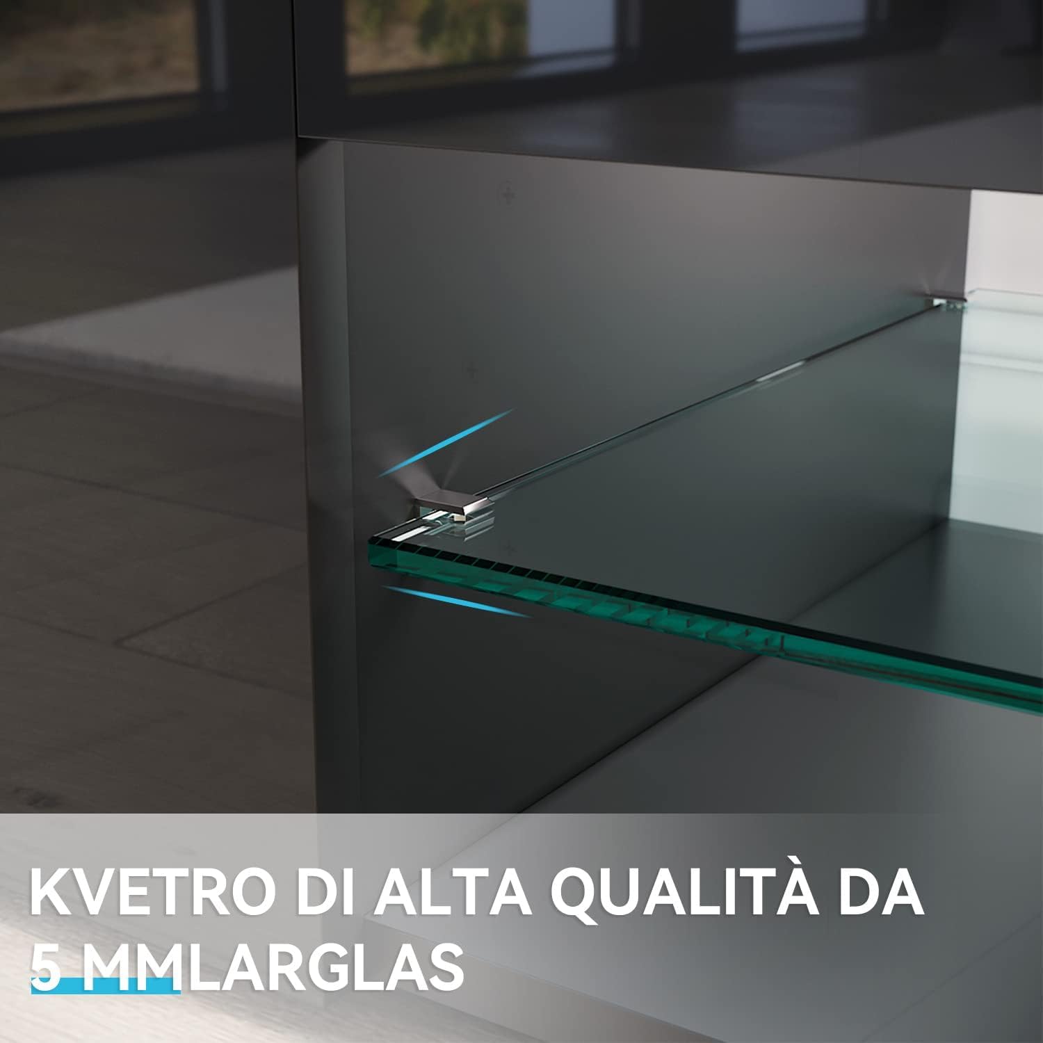 SONNI Mobile Porta TV Soggiorno 160x39x30cm, Mobiletto TV Nero, Mobile Sotto TV con illuminazione LED