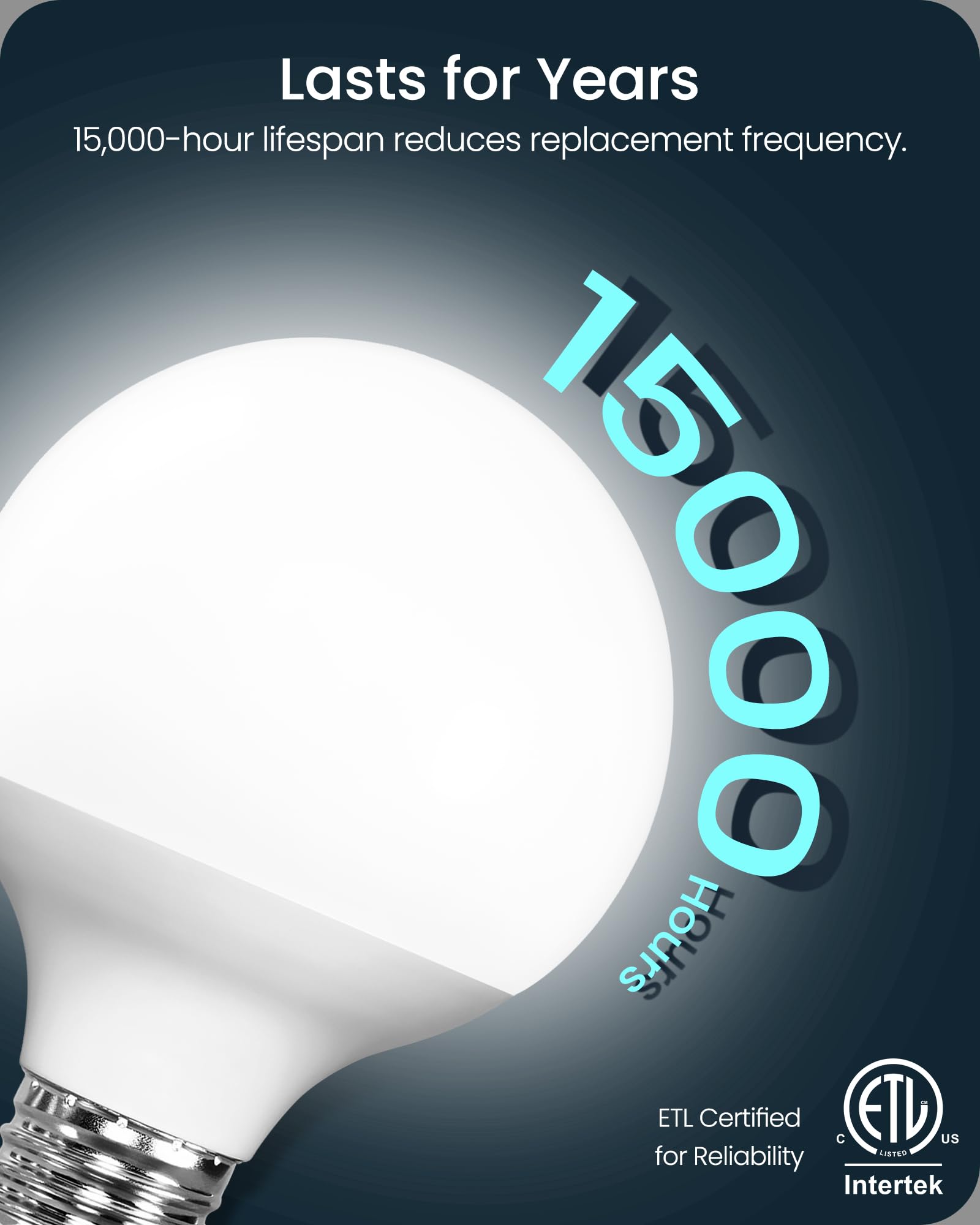 6-Pack G25 LED Vanity Light Bulbs 5W 60W Equivalent 5000K Cool White 450LM CRI90 Non-Dimmable Globe Bulb for — view 3