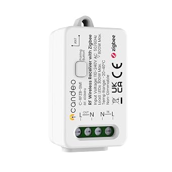 Candeo Wireless Smart Switch Receiver | Zigbee Compatible RF Module for use with Kinetic Switches & Fobs | Works with SmartThings, Hubitat, Home Assistant & Philips Hue
