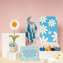 Rarejoy Daisy-Themed Gift Combo for Men and Women – Includes Crochet Flower, Candle, Diary, Moon Dreamcatcher, Little Buddhas, and Greeting Card – Perfect for Valentine's Day & Anniversaries