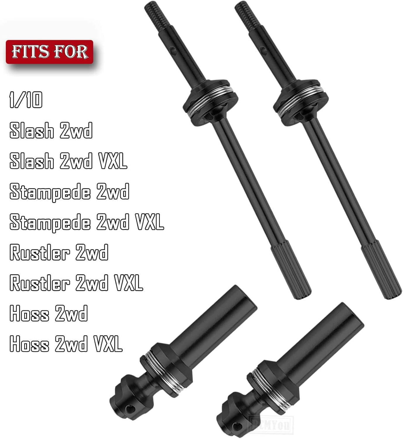 RC Drive Shaft CVD Axles Upgrades Part for 1/10 Slash 2WD VXL Stampede 2WD VXL Rustler 2WD VXL Hoss 2WD VXL,Stainless Steel #45 Rear Driveshaft CVD Front Axles w/Hex,Black