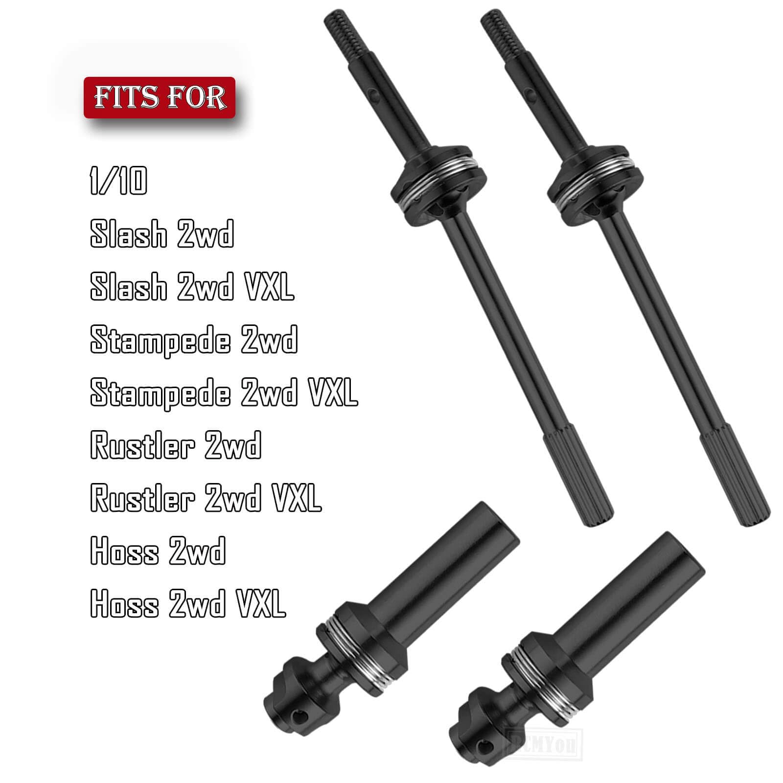 RCMYou RC Drive Shaft CVD Axles Upgrades Part for 1/10 Slash 2WD VXL Stampede 2WD VXL Rustler 2WD VXL Hoss 2WD VXL,Stainless Steel #45 Rear Driveshaft CVD Front Axles w/Hex,Black
