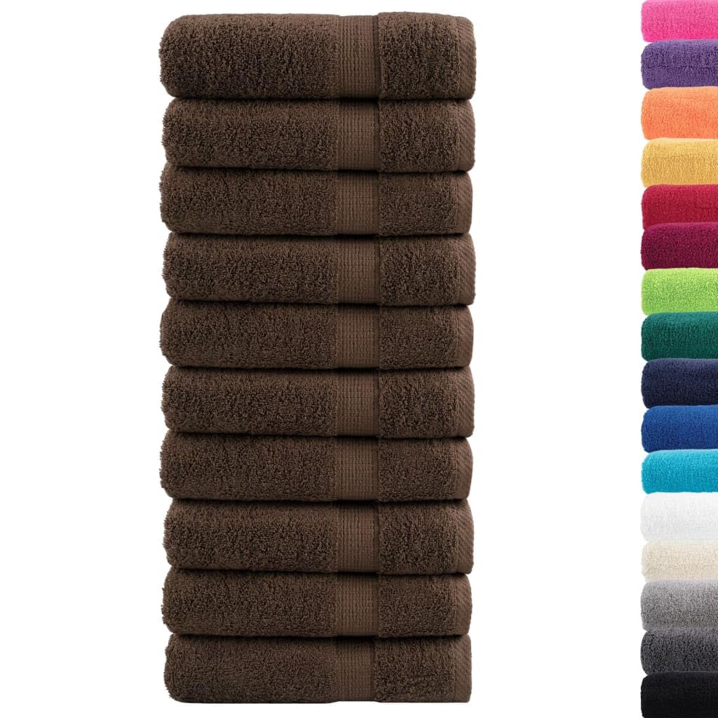 vidaXL Premium Bath Towels - Brown, 100% Cotton, 100x150cm - OEKO-TEX Certified, 10-Pack