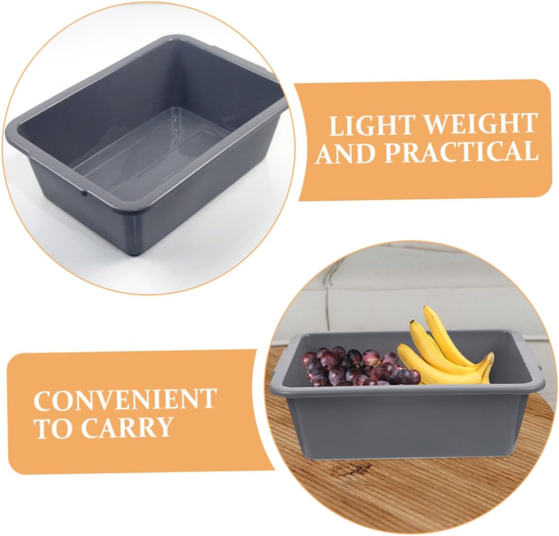 3pcs Commercial Bus Tub Heavy Duty Pp Shatter-Resistant Laundry Basket Stacking Storage Bin for Kitchen