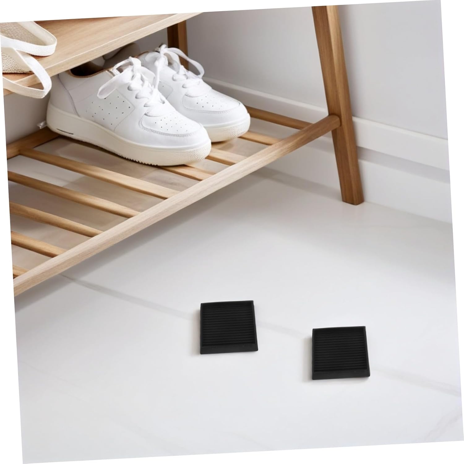 Vaguelly 8pcs Square Rubber Furniture Caster Cups Non Slip Furniture Leg Protectors Skid Floor Grip Pads for Bed Couch Chair Stools Floor Protectors