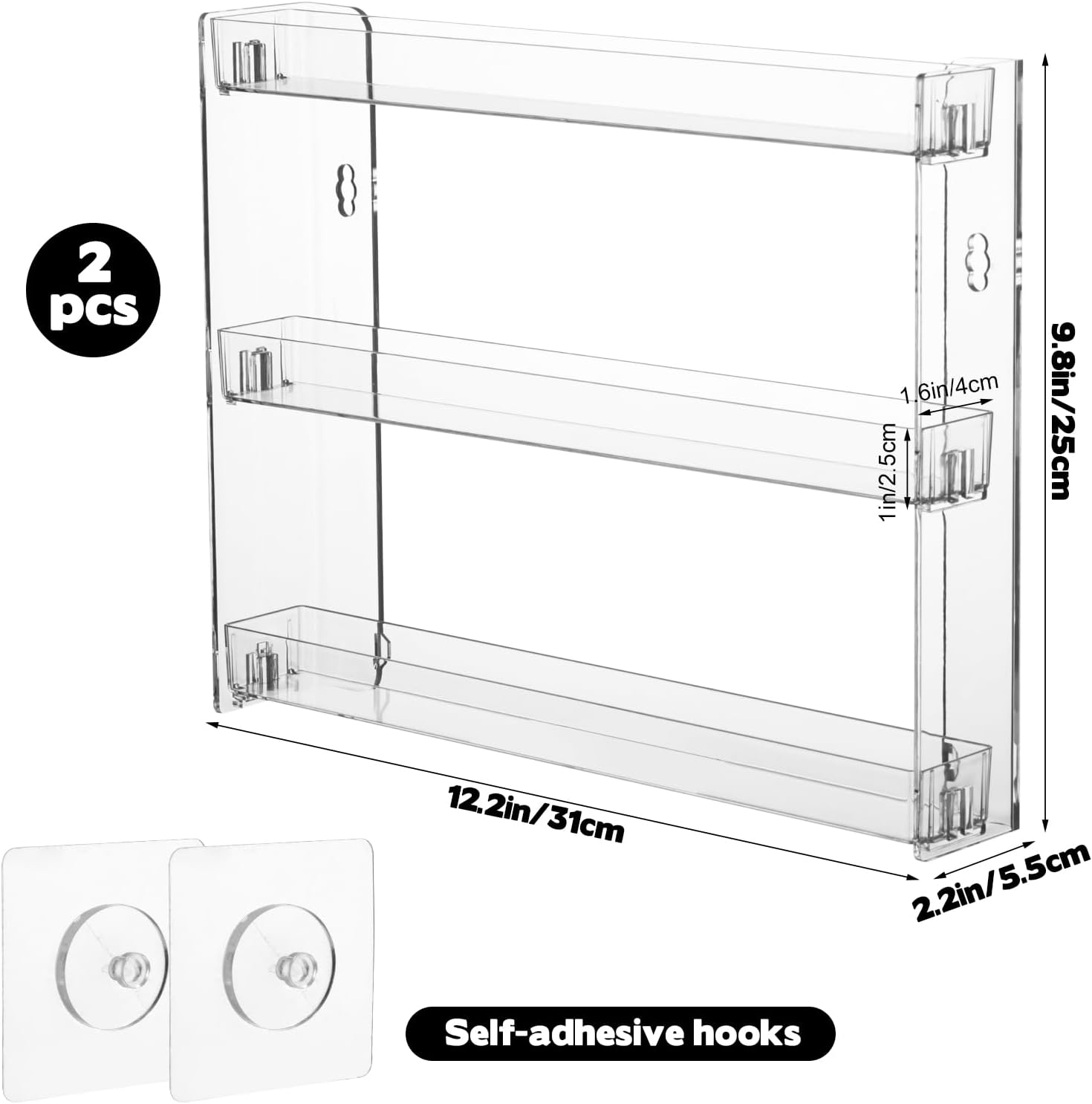 2 Pack Acrylic Wall Mount Display Case 3-Tier for Hot Wheels, 3-Tier Diecast Car Storage Organizer Holds 27 Toy Cars Each, Clear 1:64 Scale Model Display Shelf