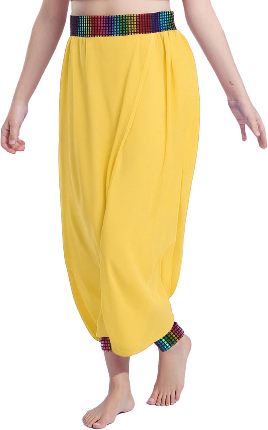 Linjinx Kids Girls Harem Pants Chiffon Bloomers Classical Dance Arabic Belly Dance Trousers Competition Dancewear