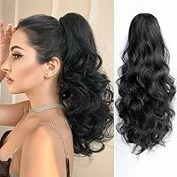 Vista 11 de Extensiones de cabello para cola de caballo con clip de garra, onduladas de 20 pulgadas de largo, cola de caballo sintética para adultos, mujeres