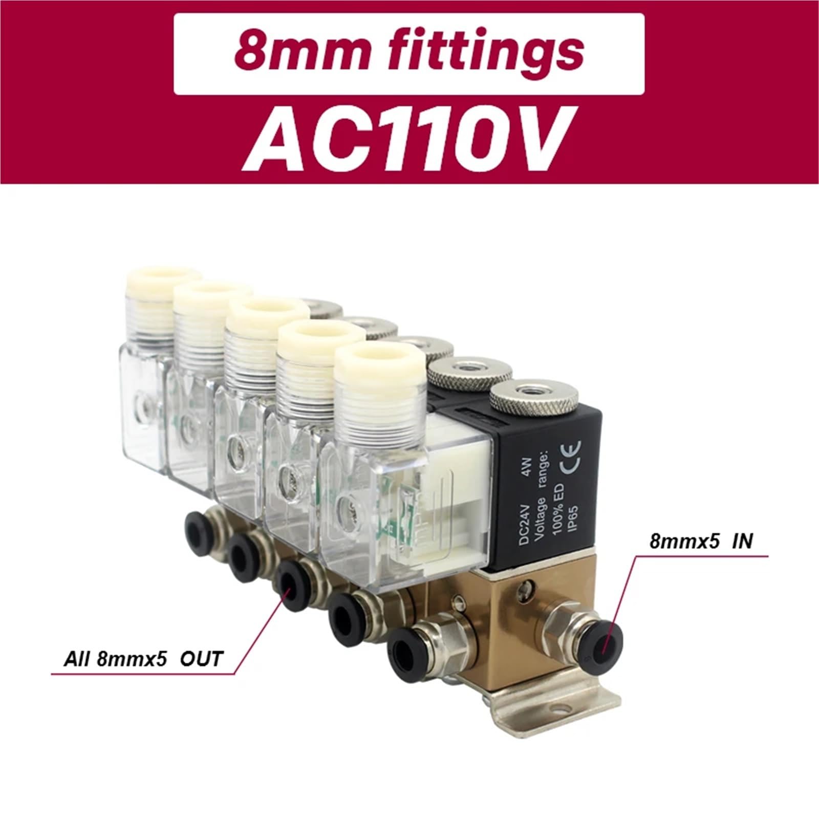 3V1-06 Electroválvula neumática de 3/2 vías, normalmente cerrada, combinación de presión positiva y negativa, control universal con ventosa(AC110V 8mm fittings)