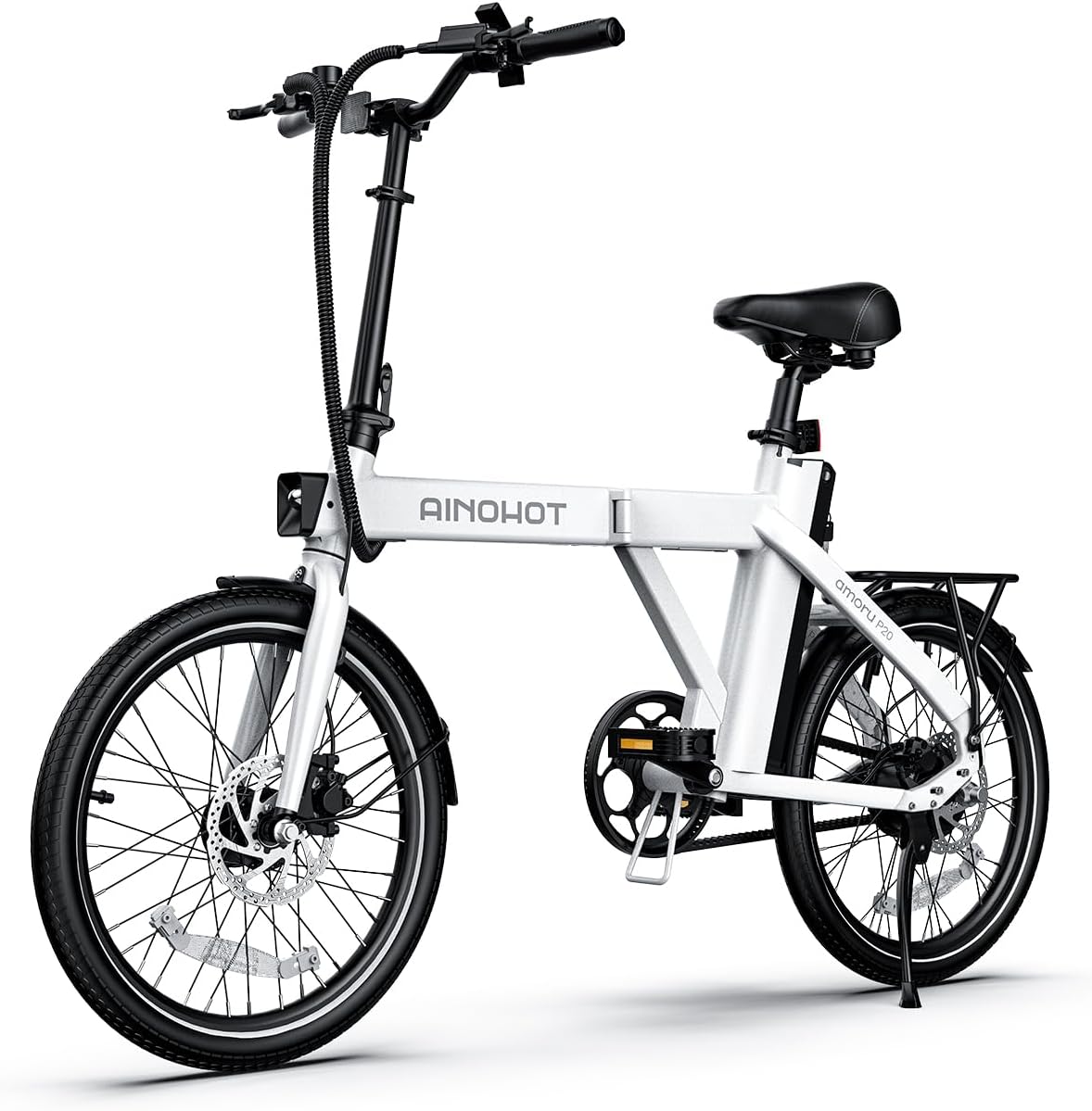 AINOHOT 電動アシスト自転車amoru P20 250W定格出力 最高速度24KM/H 3段階電動アシストカーボンベルト ベル