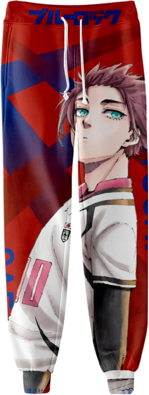 Anime Blue Lock Pants Isagi Yoichi Trousers Gym Joggers Drawstring Costume Sweatpants