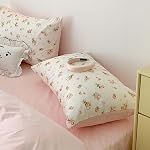 Nayoroom Pink Floral Duvet Cover Queen Size White Green Botanical Leaf Reversible Cottagecore Bedding 3 Pcs Soft Breathable Aesthetic Spring Comforter Cover Gift for Women Girls
