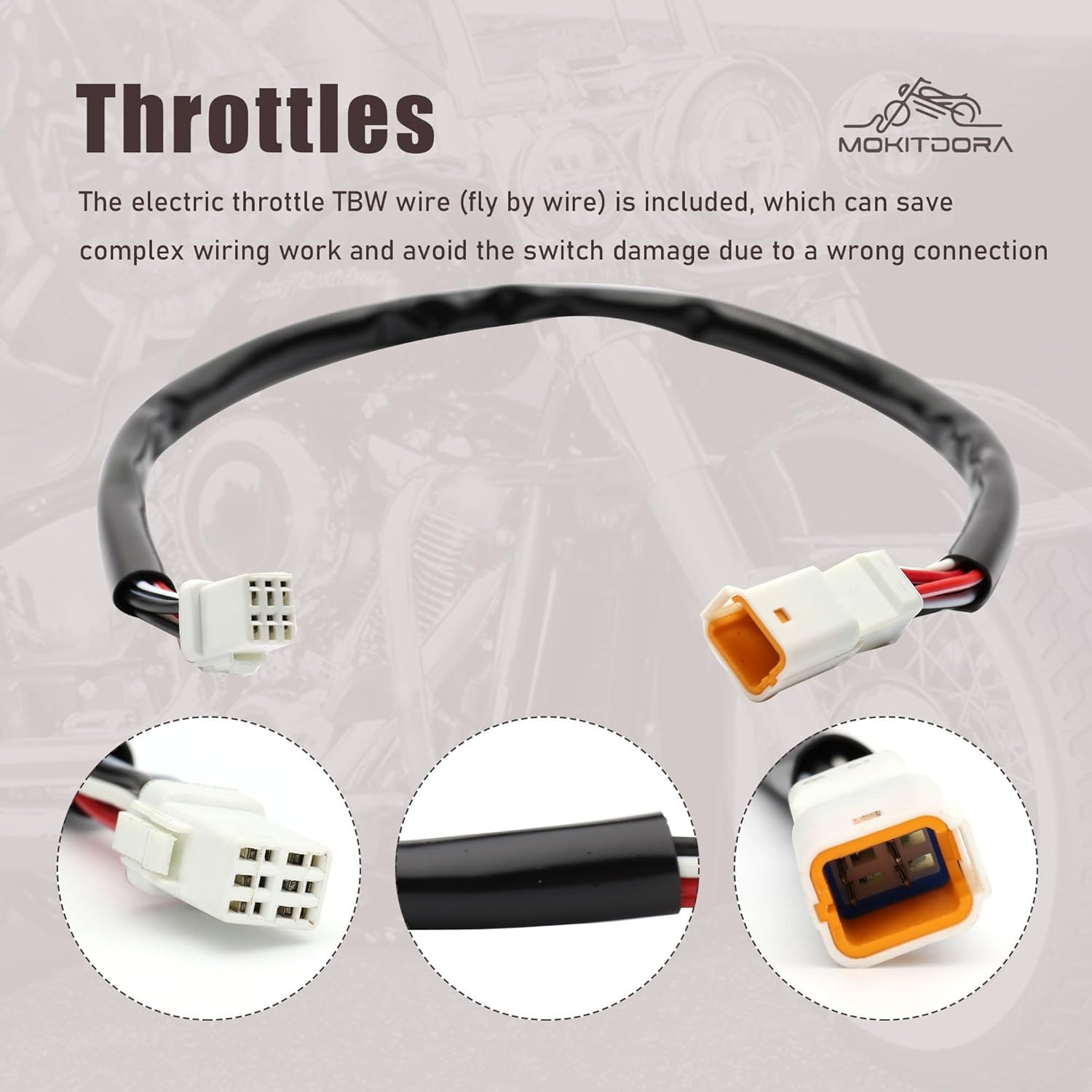 MoKitDora Softail Handlebar Cable Extension Kit Brake Line Clutch Cable TBW CAN-Bus Turn Signal Wirings for 2018-2024 Harley Fat Boy Breakout Heritage with ABS 12" Handlebar, Black