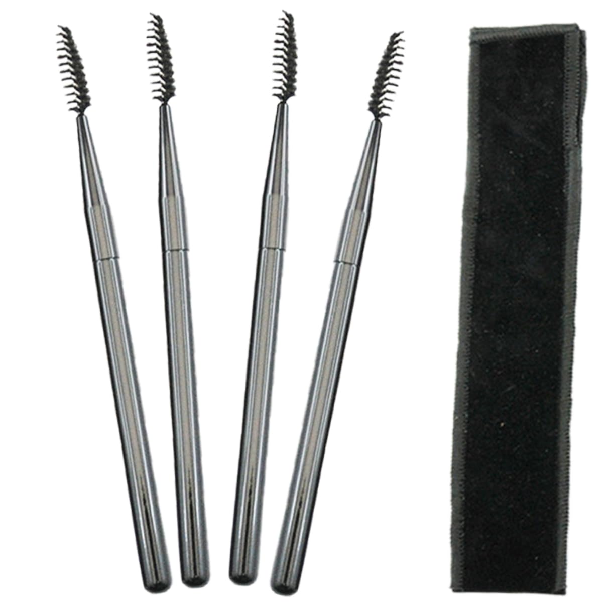 WOFASHPURET 4pcs Eyelash Combs with Storage Pouch Professional Lash Wands Eyebrow Mascara Brushes for Natural Lashes Durable Skin Friendly Eyelash Extension Supplies