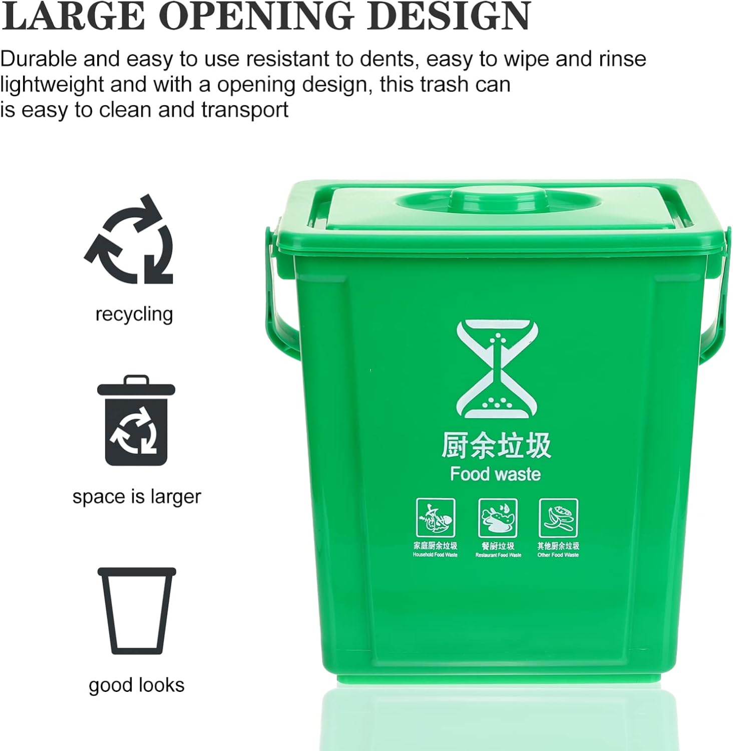 Alipis Kitchen Compost Bin Lid Handle Litter Style Odor-Blocking Waste Basket for Home Office Restaurant