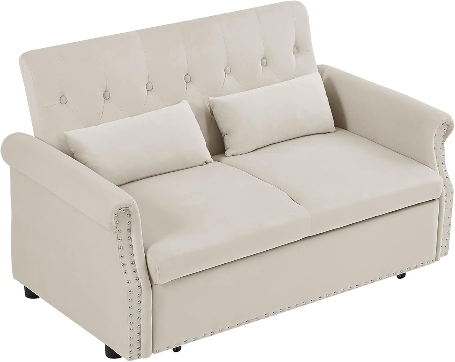 Verfur 3 in 1 Pull Bed Sleeper, Modern Upholstered Loveseat