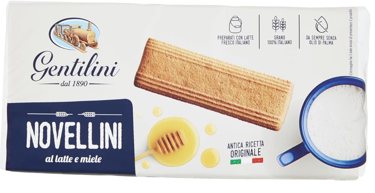 Gentilini Novellini Biscotti al Latte e Miele 250g [CAIYA® BOX da 8 Confezioni]