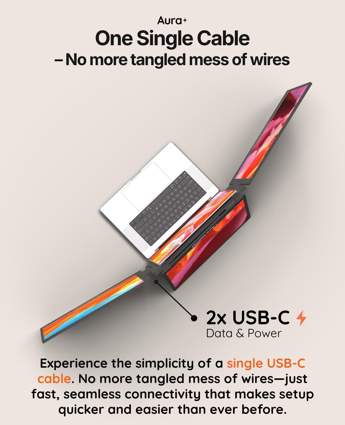 Triple Boost 14” Pro | Premium Triple Portable Monitor Extender | Full Aluminum | Quad Screens | 3×14” FHD 1080P HDR IPS | USB-C & HDMI | Compatible with 11”-18” Laptops