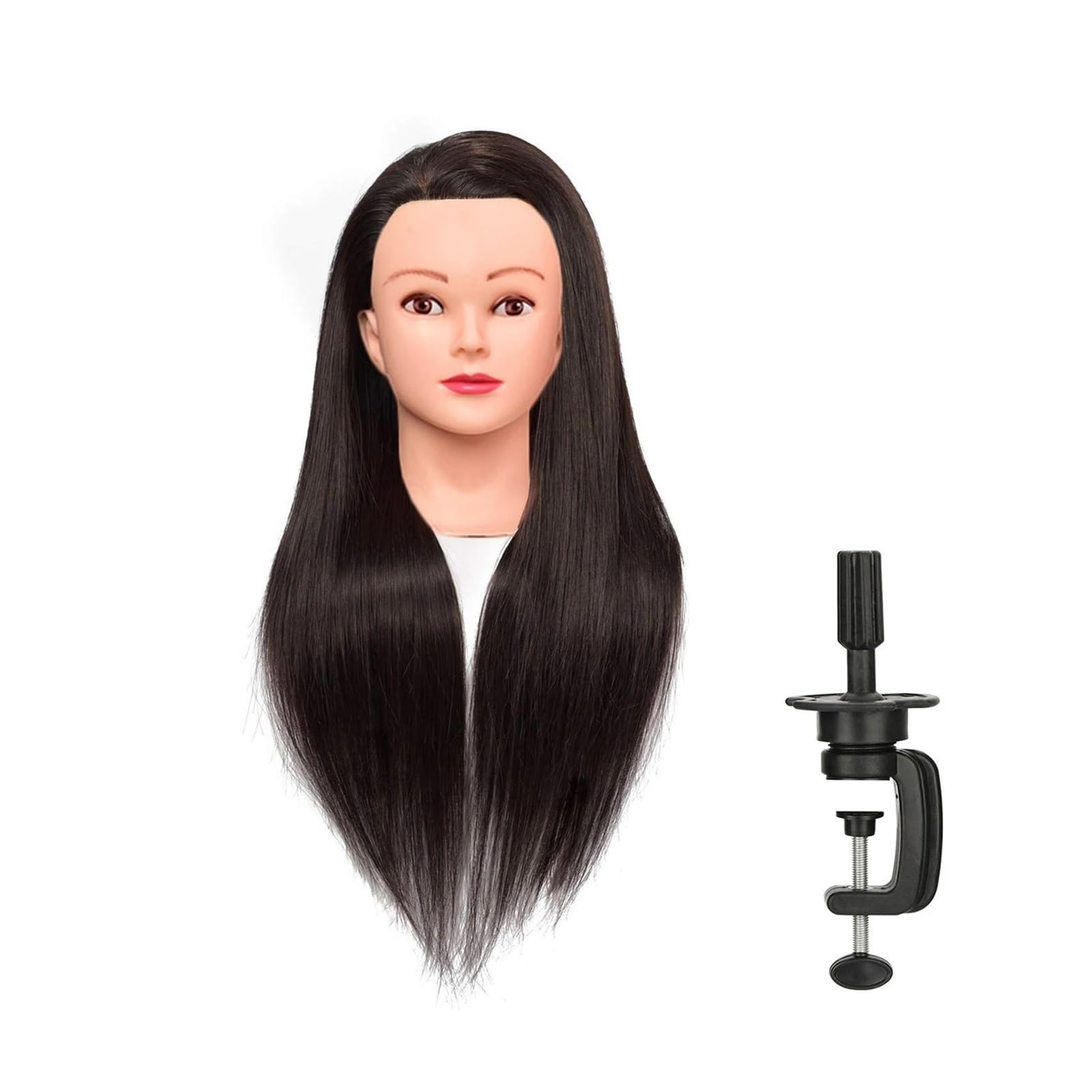 Fonfou Women's Black Mannequin Head Training For Braid Hairdressing High Temperature Fiber Doll(Black)