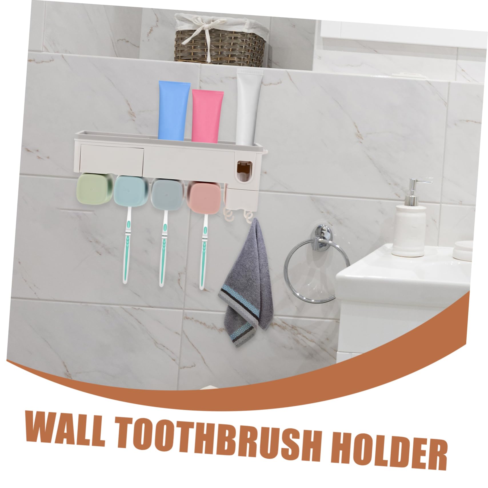 Juego de cepillo de dientes eléctrico y dispensador de pasta de dientes, para cepillos de dientes eléctricos y toallas, con soporte montado en la pared, estante de almacenamiento de baño de