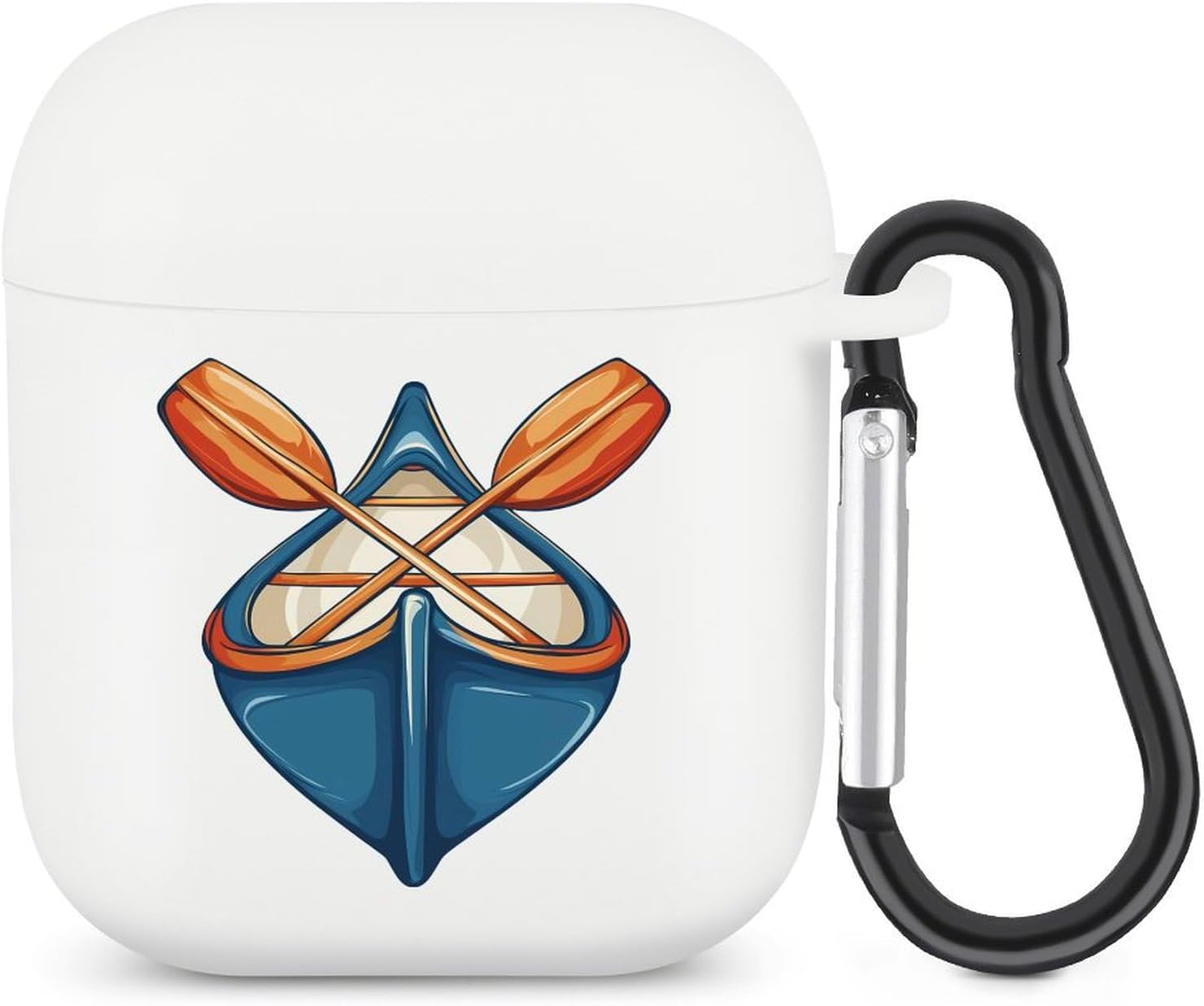 Paddling Canoe Rower Canoer Rowing Paddler Protective Case Cover Compatible with AirPods 1&2 with Keychain White-Style
