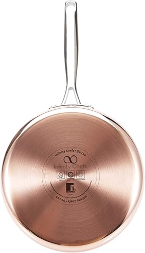 Miniatura 4 de Bergner BGIC-3661 Infinity Chefs De Lux - Sartén de cobre de tres capas con tapa de vidrio, acero inoxidable, acabado de martillo de cobre (9.4 in)