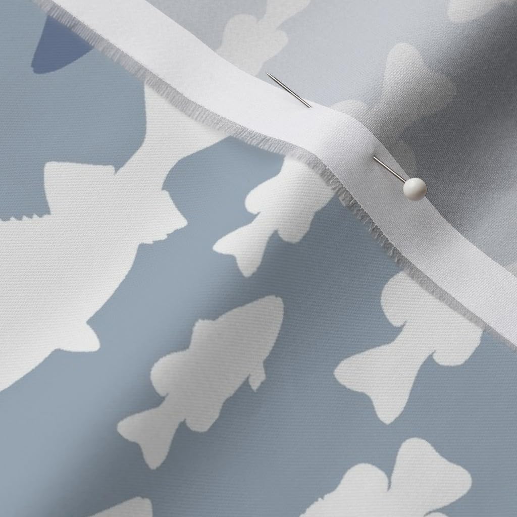 Spoonflower Fabric - Fish Blue Bass Woodland Outdoors Fishing Printed on Organic Cotton Sateen Fabric by The Yard - Sewing Quilting Apparel Home Decor