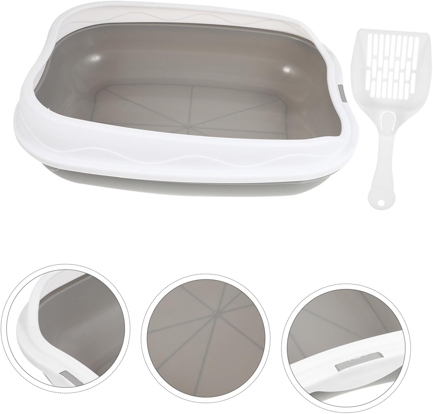 1Set Detachable Cat Litter Box Kit Splash Toilet for Kittens Cats Open Design Grey Easy Potty Training Breathable Spacious for Comfort