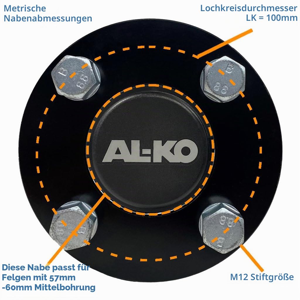 4.80/4.00x8 Anhänger-Set, 6-lagige Räder, P811, 4/100 mm, PCD, ALKO Nabe und Achsschenkel, 690 kg