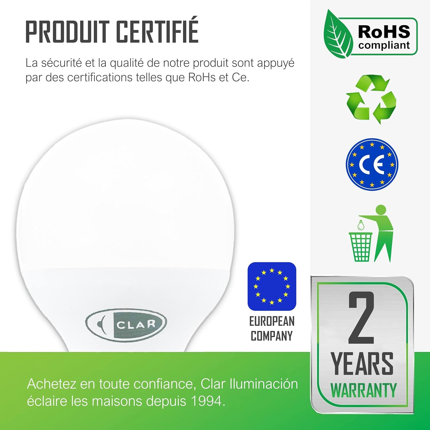 CLAR, E14 LED Light Bulb Daylight White, E14 LED Light Bulb, Small Screw Light Bulb, SES E14 Bulb, E14 Golf Ball Bulb - Image 3